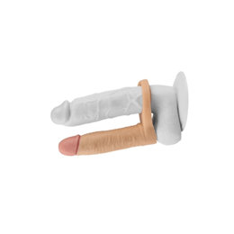 Anel Companheiro com Prótese Peniana em TPE e Cápsula com 10 Modos de Vibração - The Ultra Soft Double | 13 x 3 cm