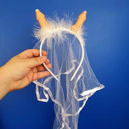Tiara Véu de Noiva Decorada com Pluma e Mini Pênis - FestaChic