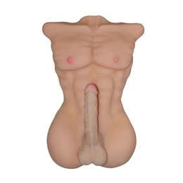 Foto 3 do produto Tronco Masculino com Pênis Vertebrado, Escroto, Ânus e Tanquinho Definido em Cyberskin - Strong Man | 50 x 31 cm | Disponível em 2 Cores