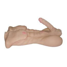 Foto 5 do produto Tronco Masculino com Pênis Vertebrado, Escroto, Ânus e Tanquinho Definido em Cyberskin - Strong Man | 50 x 31 cm | Disponível em 2 Cores