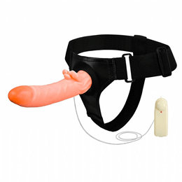 Capa Peniana com Cinta Strap-On, Vibração Multivelocidade, Controle Remoto e Estimulador de Clítoris - Ultra Passionate Harness | 11 x 4 cm