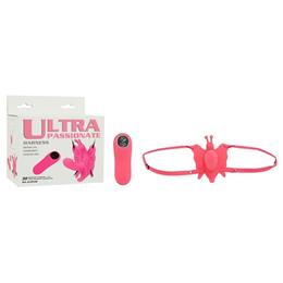 Vibrador em Forma de Borboleta com Mini Pênis, 29 Modos de Vibração e Alças Para o Quadril - Ultra Passionate Harness | 6,3 x 2,7 cm