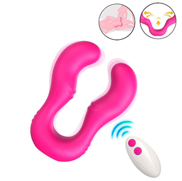 Vibrador para Casais em Silicone com Motor Duplo, 9 Modos de Vibração, Recarregável e Controle Remoto Sem Fio - Lesbian Vibrator
