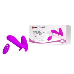 Vibrador para Casal Recarregável com 12 Modos de Vibração, Função Memória e Controle Remoto Sem Fio - Pretty Love Remote Control Massager - 7,5 x 2,4 cm