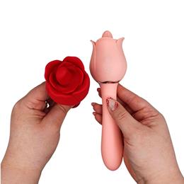Vibrador Duplo Flexível em Silicone com 9 Modos de Vibrações e Língua Estimuladora - S-Hande Rose Pro 6 | Disponível em 2 Cores
