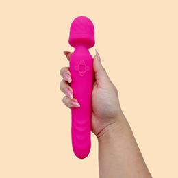 Vibrador Massageador Duplo Varinha Mágica e Ponto G em Silicone com 7 Modos de Vibração e Função de Aquecimento, Recarregável - Massager | 23 x 4,5 cm
