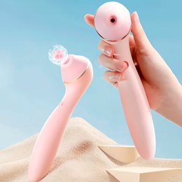 Foto 4 do produto Vibrador Estimulador 2 em 1 com 5 Níveis de Pulsação, 3 Modos de Rotação, 10 Tipos de Vibração e Recarregável - Kistoy Polly Max