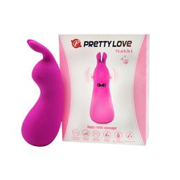 Vibrador Estimulador de Clitóris em Formato de Coelho com 7 Modos de Vibração e 5 Intensidades - Pretty Love Nakki | 12,5 x 3,3 cm