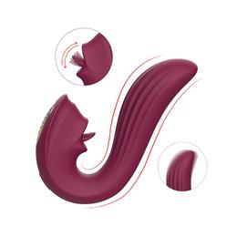 Foto 2 do produto Vibrador Estimulador de Clitóris e Ponto G com 9 Modos de Vibração e Língua Estimuladora - Velvet Kiss S-Hande | Disponível em 2 Cores