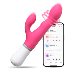 Vibrador Estimulador de Ponto G e Clítoris com Controle por Aplicativo, 7 Modos de Vibração e 3 Velocidades de Rotação - Lovense Nora - 12 x 3,7 cm
