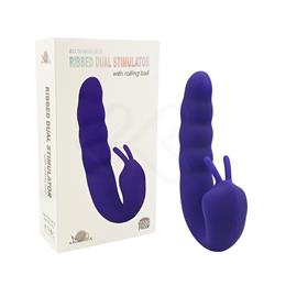 Vibrador Estimulador de Ponto G e Clitóris Recarregável com 10 Modos de Vibração e 5 Movimentos Vai e Vem - Ribbed Dual Stimulator With Rolling Ball | 14,6 x 3,4 cm | Disponível em 2 Cores