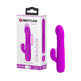 Vibrador Estimulador de Ponto G e Clítoris em Silicone com 4 Modos de Vibração e Ponta com Movimento de Vai e Vem - Pretty Love Leopold - 15,5 x 2,8 cm
