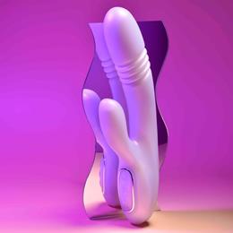 Vibrador Rabbit Recarregável com 10 Vibrações, Movimentos de Vai e Vem e Função Aquecimento - Evolved Playboy Pleasure Bumping Bunny | 13,8 x 3,7 cm