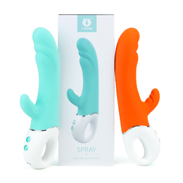 Vibrador Rabbit em Silicone Soft Touch com 9 Modos de Vibração e Recarregável - S-Hande Spray | 13 x 3,7 cm | Disponível em 2 Cores