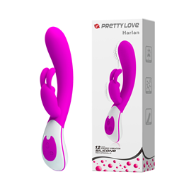 Vibrador Rabbit Recarregável com Estimulador de Clitóris em Forma de Coelho e 12 Modos de Vibração - Pretty Love Harlan | 11,7 x 2,8 cm