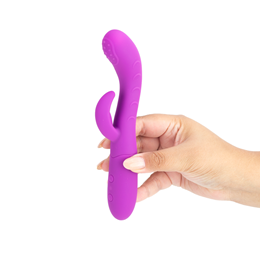 Vibrador Rabbit em Silicone com 2 Motores, 10 Modos de Vibração e Texturas - Flat | 9,5 x 3 cm | Disponível em 2 Cores