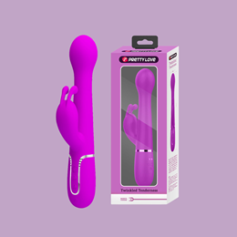 Vibrador Rabbit em Silicone com 7 Modos de Vibração, 4 Movimentos de Vai e Vem e Rotação e Carregamento USB - Pretty Love Dejon | 12 x 3 cm