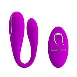 Vibrador Recarregável em Silicone para Casal com Controle Remoto e 12 Modo de Vibrações - Pretty Love Algernon | 19 x 2,5 cm