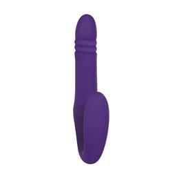 Foto 6 do produto Vibrador Strap On Recarregável com 7 Modos de Vibração e 4 Pulsações - Adam & Eve "Eve's Ultimate Thrusting Strapless Strap-On" | 14,3 x 3,6 cm | 9,1 x 3,7 cm