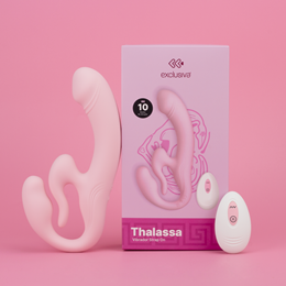 Vibrador Strap On em Silicone com 10 Modos de Vibrações, Controle Remoto Sem Fio e Carregamento via USB - Exclusiva Thalassa