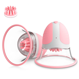 Vibradores para Mamilos com Cerdas Massageadoras Rotativas em 10 Modos e Sucção Manual - Breast Massage Vibrator