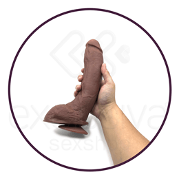 Prótese Bengala Realística em Formato Curvo com Vibro Multivelocidade, Escroto e Ventosa - Você & Ele | 17 x 4,8 cm | Disponível em 3 Cores