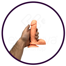 Você & Ele - Prótese 6 em Formato de Pênis com Escroto, Rotação e Ventosa - 14 x 3,3 cm