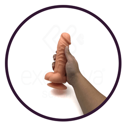 Você & Ele - Prótese Nervoso em Formato de Pênis com Rotação 360° e Ventosa - 13 x 3 cm | Cor: Bege