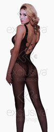 Foto 2 do produto Yaffa Lingerie - Macacão de Alcinha com Renda, Recortes e Arrastão nas Pernas, Sem Costuras - Veste do P 36 até o Plus Size 46 | Cor: Preto