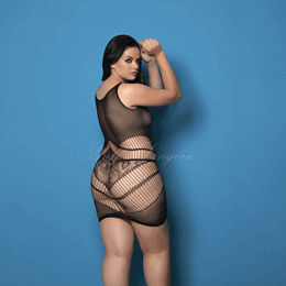 Yaffa Lingerie - Vestido Arrastão com Abertura Frontal, Lateral e Traseira - Veste do P 36 até o Plus Size 46