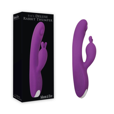 Foto 1 do produto Vibrador de Ponto G e Clitóris em Formato de Coelho com 9 Vibrações e 9 Pulsações - Adam & Eve Deluxe Rabbit Thumper - 24,2 x 3,5 cm