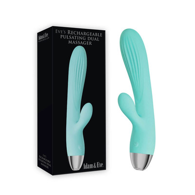 Foto 1 do produto Pulsador com Estimulador de Ponto G e Clitóris Recarregável em Silicone com 7 Modos de Vibração - Adam & Eve Pulsating Dual Massager - 12 x 3,3 cm