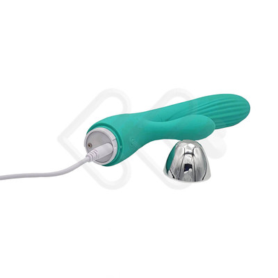 Foto 7 do produto Pulsador com Estimulador de Ponto G e Clitóris Recarregável em Silicone com 7 Modos de Vibração - Adam & Eve Pulsating Dual Massager - 12 x 3,3 cm