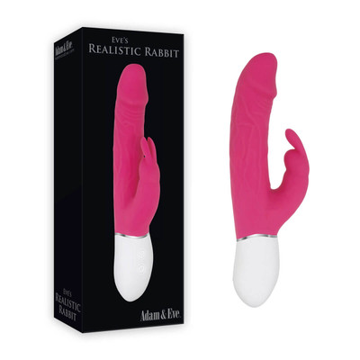 Foto 1 do produto Vibrador de Ponto G em Formato de Prótese Realística e Coelho com 9 Modos de Vibração - Adam & Eve Realistic Rabbit - 21,1 x 3,3 cm