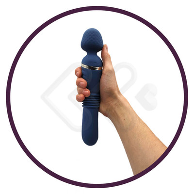 Foto 5 do produto Massageador Duplo em Silicone com 8 Modos de Vibração - Adam & Eve The Dual End Thrusting Wand - 24,3 x 4,7 cm
