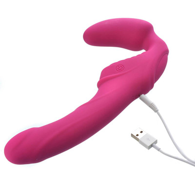 Foto 3 do produto Estimulador com Penetrador Strap-on em Silicone com 9 Modos de Vibração - Adam & Eve Vibrating Strapless Strap-on - 28,7 x 5,4 cm