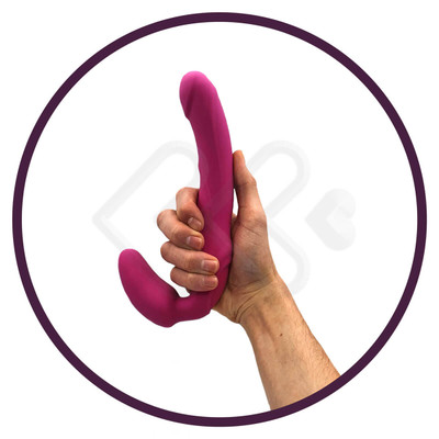Estimulador com Penetrador Strap-on em Silicone com 9 Modos de Vibração - Adam & Eve Vibrating Strapless Strap-on - 28,7 x 5,4 cm