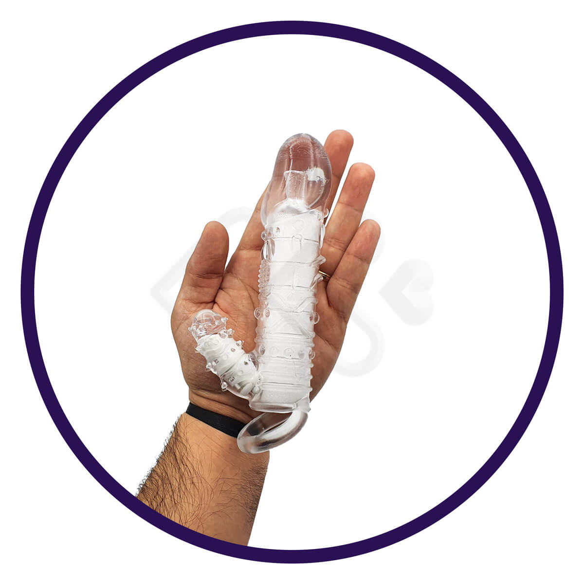 Capa Peniana em Silicone com Preenchimento Interno, Texturas Estimuladoras, Anel para Escroto e Estimulador de Clitóris com Vibração Única - Adão & Eva - 12,5 x 3,5 cm - 5