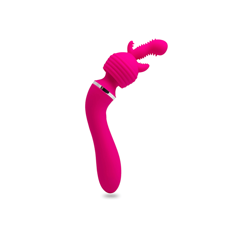 Vibrador Estimulador Recarregável em Silicone com 10 Modos de Vibração e 3 Estimuladores Removíveis - Adão & Eva Esse Vibro é Louco - 8,7 x 4,3 cm - 8