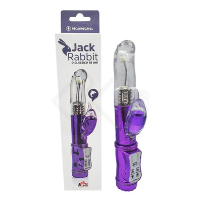 Foto 1 do produto Vibrador de Ponto G e Estimulador Clitoriano com 9 Velocidades de Rotação, Botão Reverse e 36 Modos de Vibração - Adão & Eva Jack Rabbit Golfinho - 10,5 x 3,0 cm