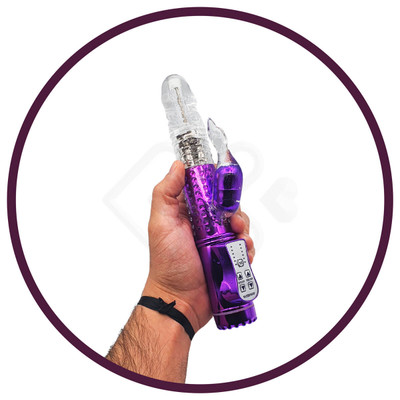 Vibrador de Ponto G Recarregável com Rotação 360°, Estimulador de Clitóris em Forma de Pato e 36 Modos de Vibração - Adão & Eva Jack Rabbit - 11,5 x 2,8 cm
