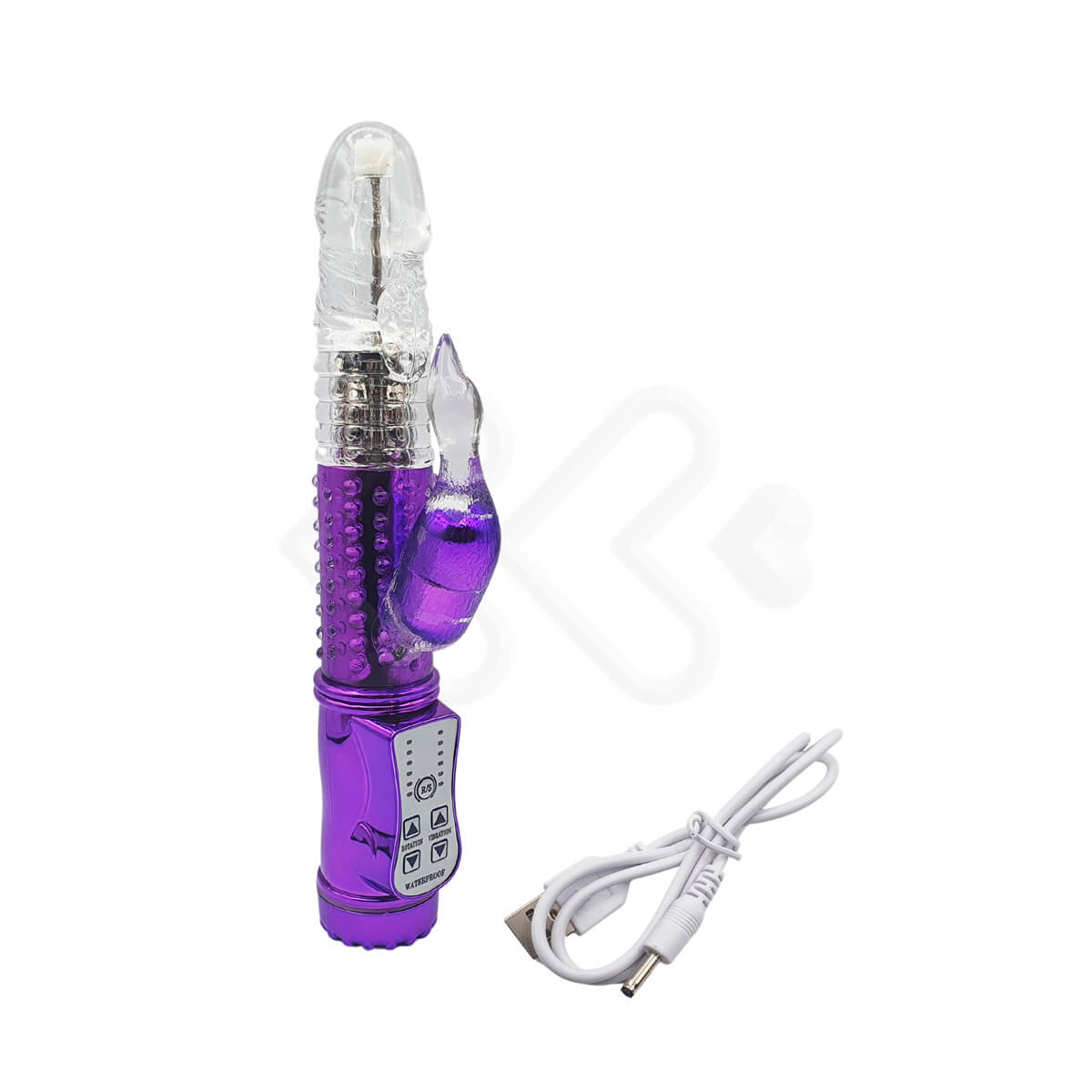 Vibrador de Ponto G Recarregável com Rotação 360°, Estimulador de Clitóris em Forma de Pato e 36 Modos de Vibração - Adão & Eva Jack Rabbit - 11,5 x 2,8 cm - 2