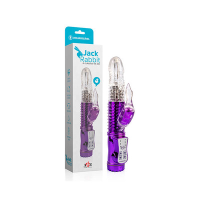Vibrador de Ponto G Recarregável com Rotação 360°, Estimulador de Clitóris em Forma de Pato e 36 Modos de Vibração - Adão & Eva Jack Rabbit - 11,5 x 2,8 cm