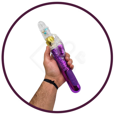 Vibrador de Ponto G com Rotação 360°, Estimulador de Clitóris em Forma de Borboleta e 36 Modos de Vibração - Adão & Eva Jack Rabbit - 13,5 x 3,4 cm