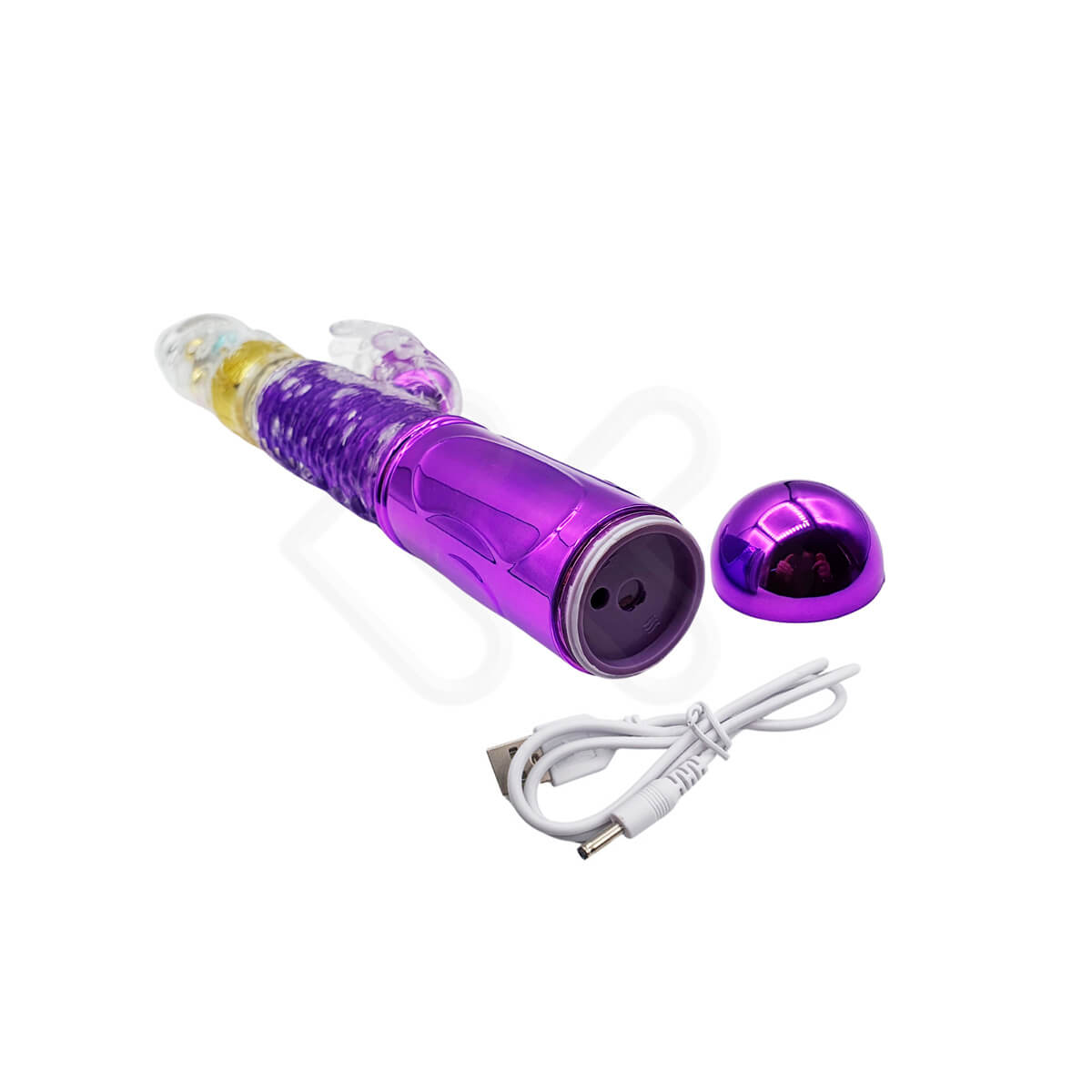 Vibrador de Ponto G com Rotação 360°, Estimulador de Clitóris em Forma de Borboleta e 36 Modos de Vibração - Adão & Eva Jack Rabbit - 13,5 x 3,4 cm - 3