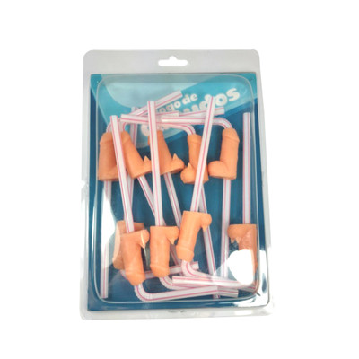 Foto 3 do produto Jogo de Canudos com Forma de Pênis e Escroto com Rosto de Gatinho - Adão & Eva