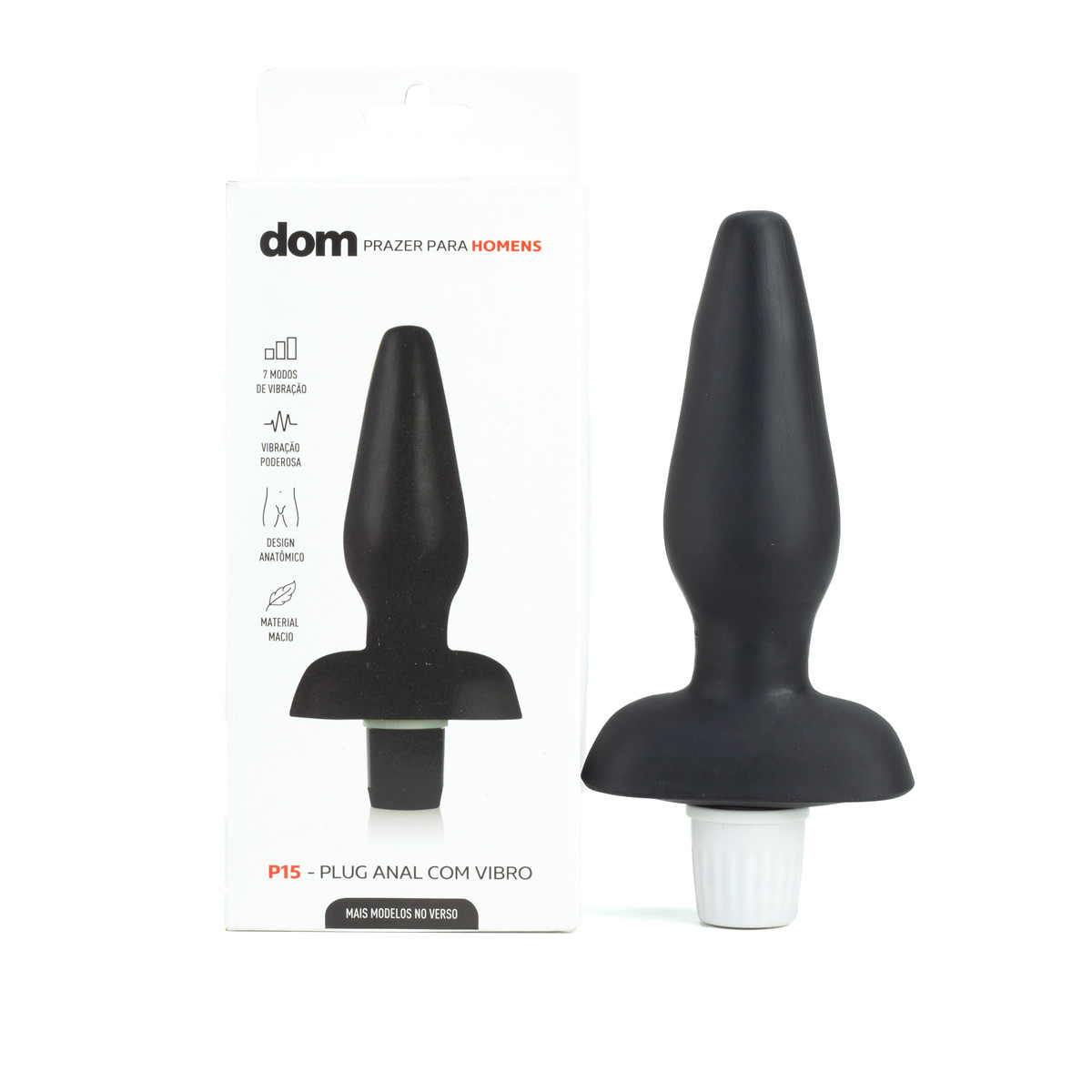 Plug Anal em Formato Cônico com 7 modos de Vibração e Base de Suporte - Adão & Eva Dom P15 | 12,6 x 4,5 cm - 2