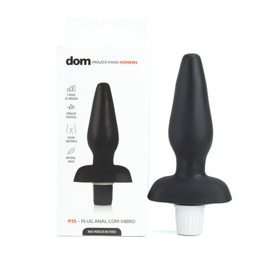 Plug Anal em Formato Cônico com 7 modos de Vibração e Base de Suporte - Adão & Eva Dom P15 | 12,6 x 4,5 cm