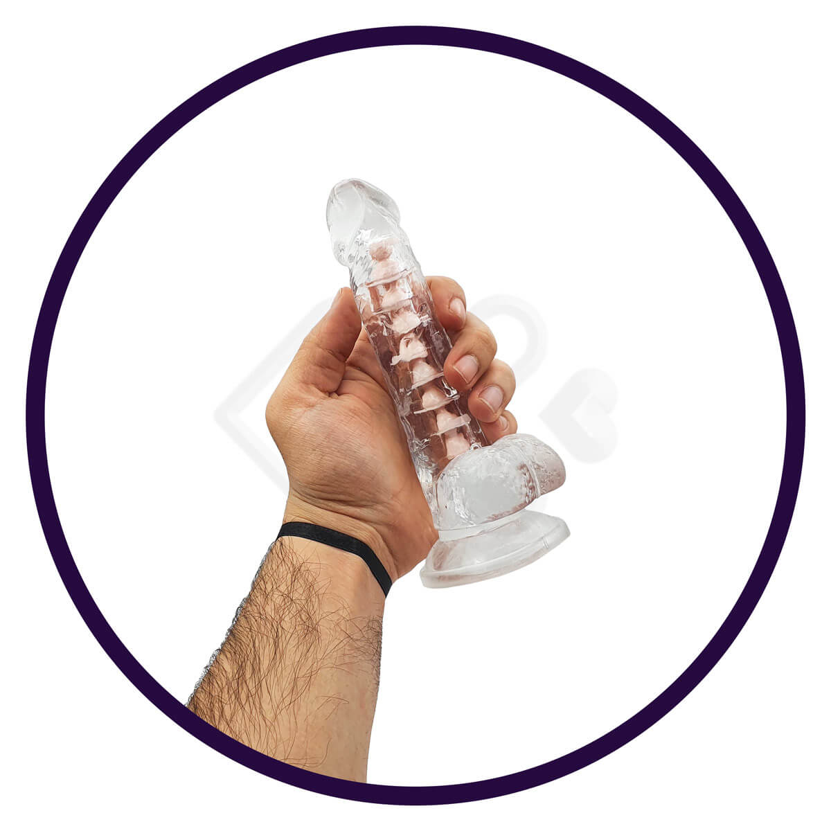 Cinta Peniana em Couro Sintético com Prótese Peniana Realística Transparente com Vértebra, Escroto e Ventosa - Adão & Eva Strap On | 12,8 x 3,2 cm - 5