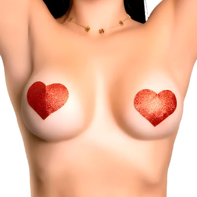 Adesivo Coração para Seios com Brilho - Yaffa | Disponível em 2 Cores
